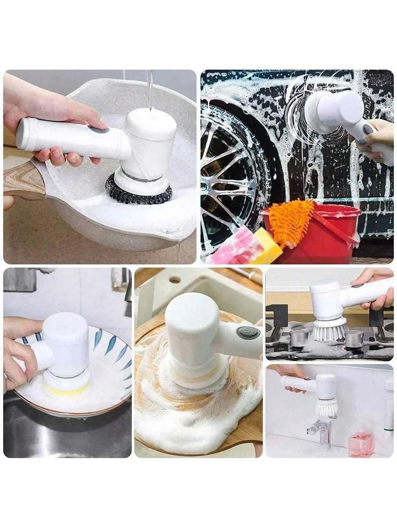 Cordless Electric Spin Scrubber – 5 Replaceable Brush Heads