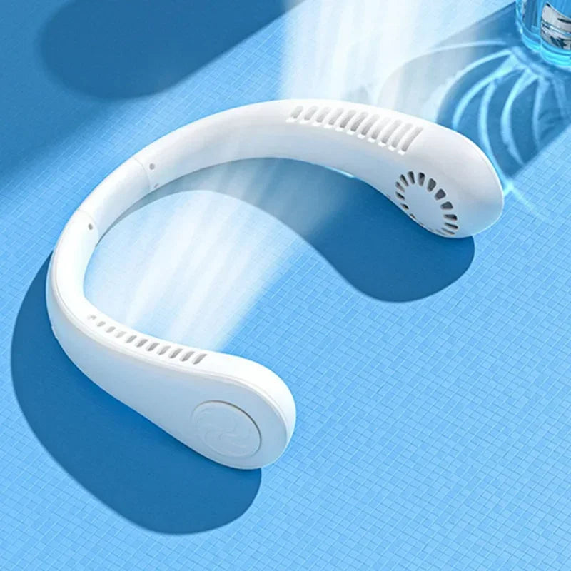 Clearance_Portable mini home summer air-cooled neck hanging fan for outdoor sports, running, travel without blades, wearable USB