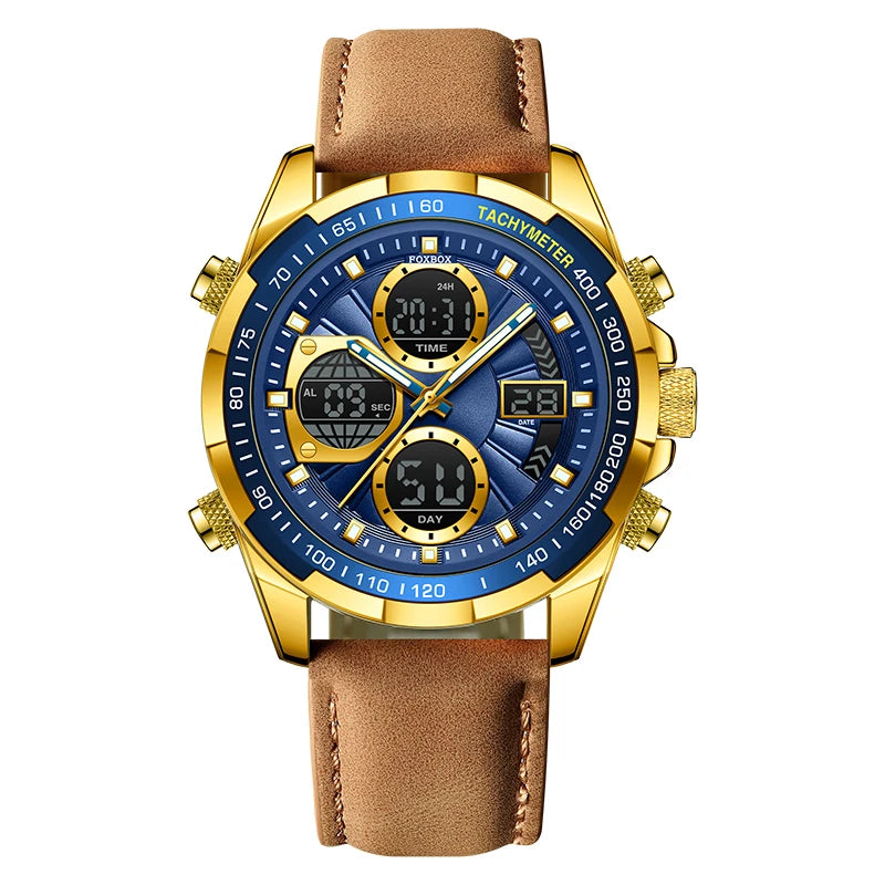 LIGE Men’s Luxury Military Sports Chronograph Watch – Waterproof Quartz Digital Wristwatch