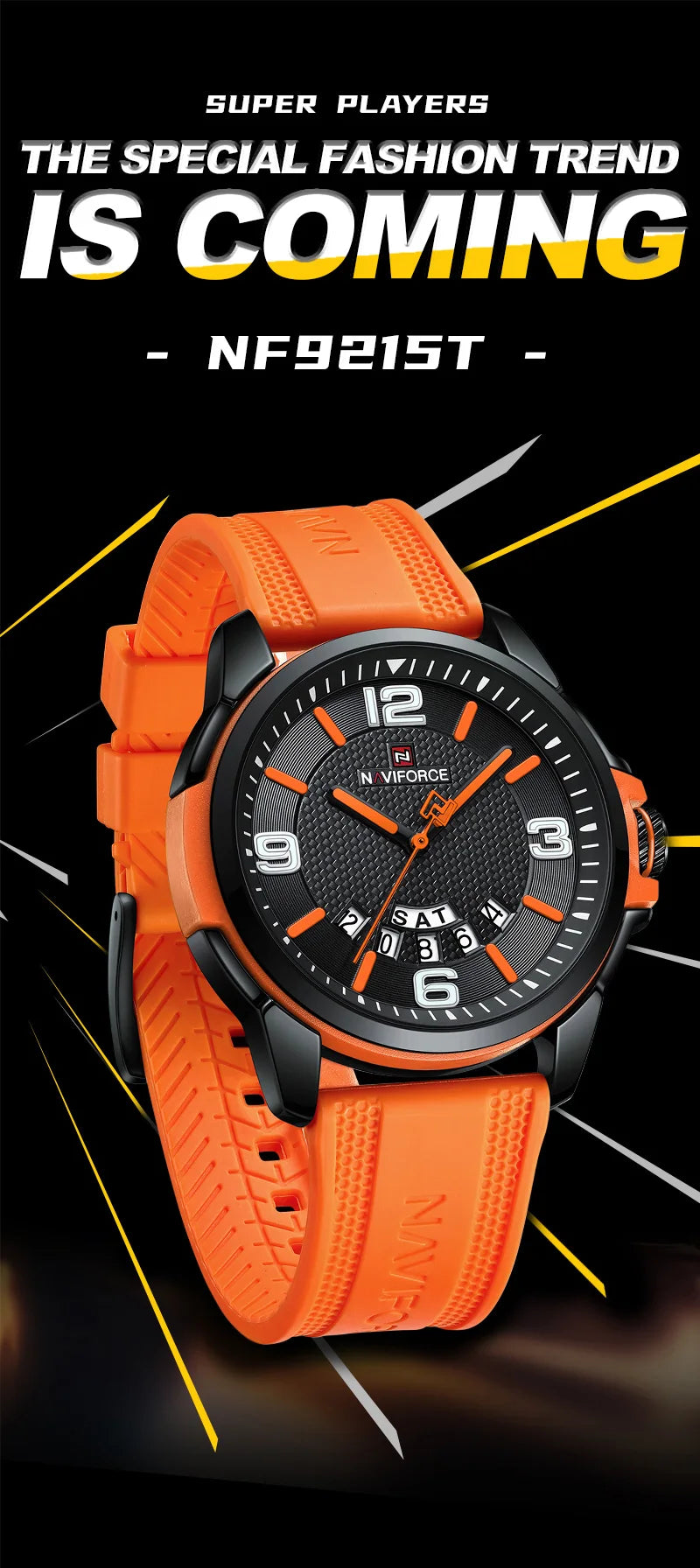 NAVIFORCE Luxury Watch Men Military Waterproof Male Clock Luminous Date Quartz Men Watch Silicone Strap