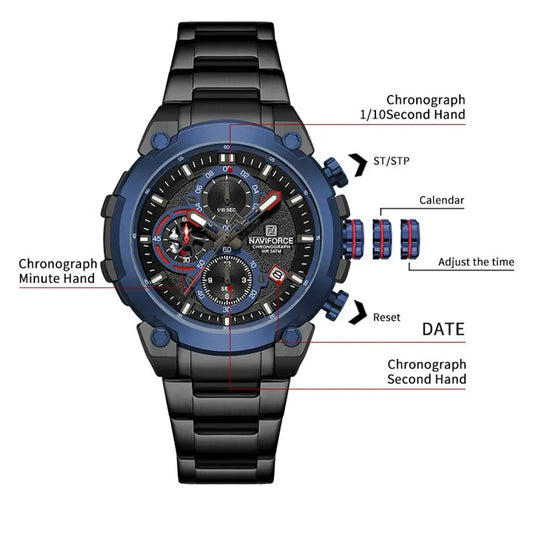NAVIFORCE Quartz Watch Men Sport Military Waterproof Watches Mens Business Stainless Steel Wristwatch Male Clock reloj hombre