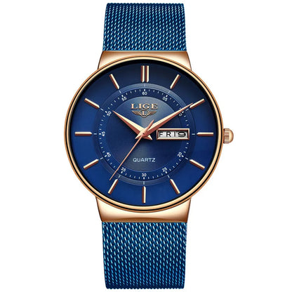 LIGE 2024 Ultra Thin Quartz Watch – Sleek, modern, and designed for men who appreciate minimalist elegance with sporty performance.