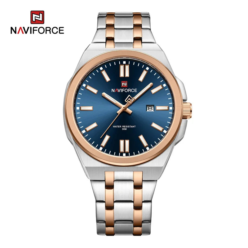 NAVIFORCE Quartz Watch For Men Luxury Business Luminous Stainless Steel Male Wristwatches Waterproof Calendar Clock Reloj Hombre