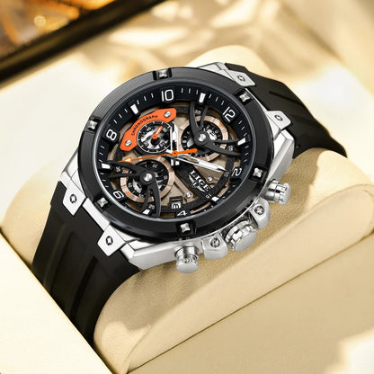 LIGE Military Sports Edition — a rugged and stylish men's quartz chronograph designed for adventure, precision, and everyday wear.
