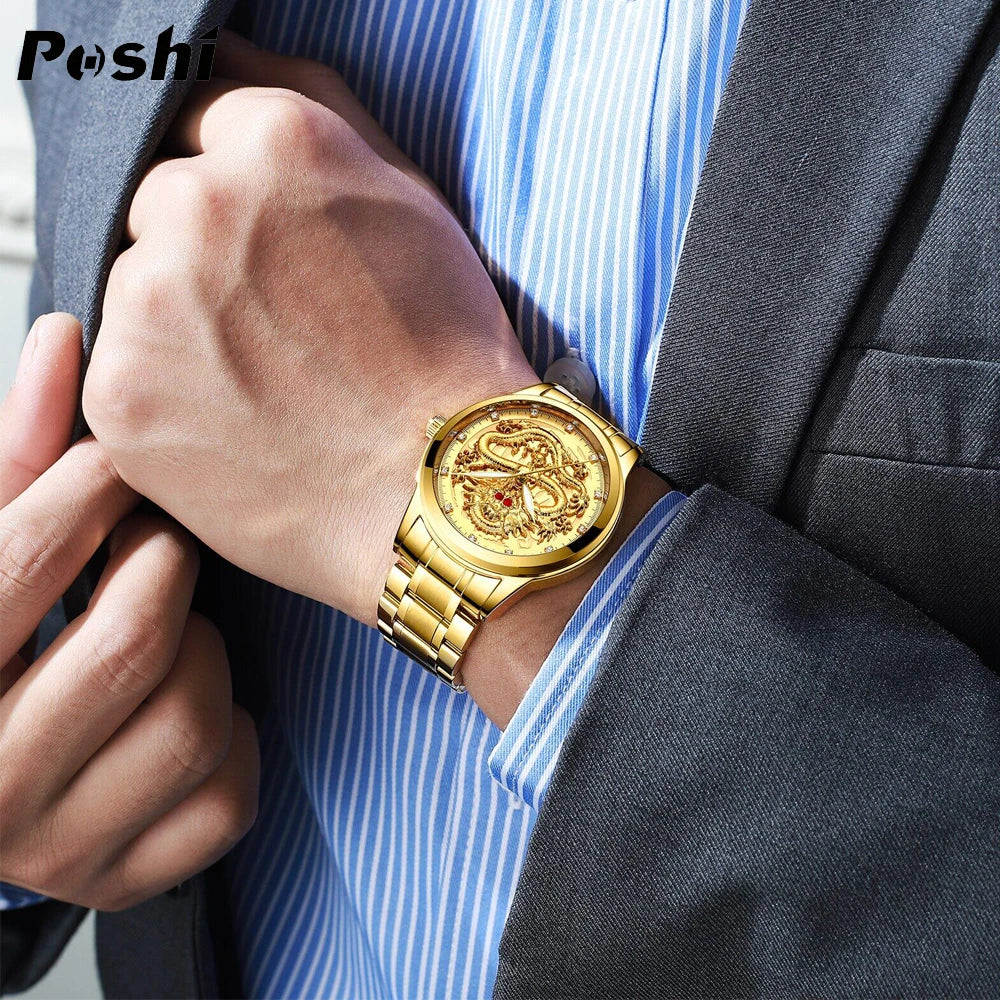 Luxorive DragonCore – Gold Stainless Steel Men’s Quartz Watch