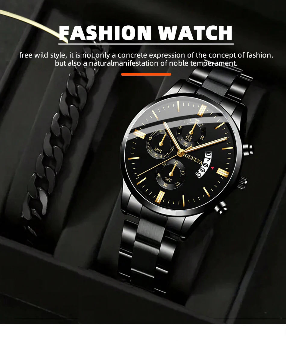 Luxorive Executive Steel – Men’s Stainless Steel Quartz Business Watch