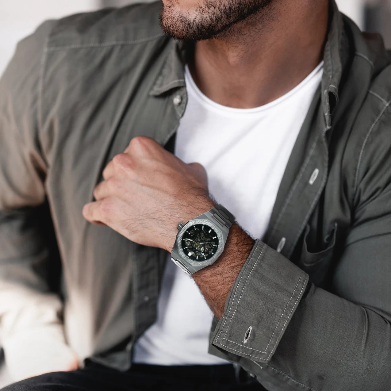 Luxorive  WINNER Luxury Skeleton Watch – Men's Automatic Mechanical in Black & Gold