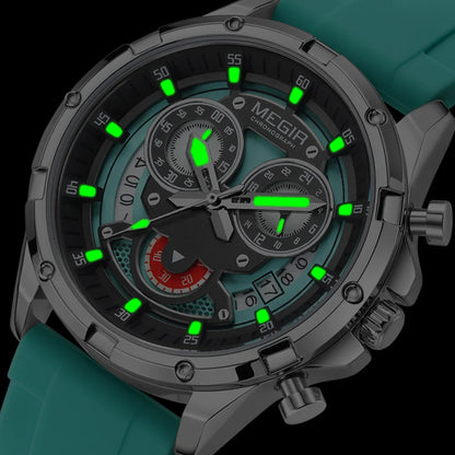 MEGIR Chronograph Men's Watches Top Brand Luxury Original Waterproof Silicone Date Watch for Men Fashion Sport Quartz Wristwatch