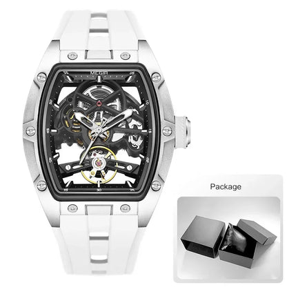 Luxorive MEGIR 2242 – Automatic Tonneau Dial Men’s Watch | Black Silicone Strap | Luminous Sport Design