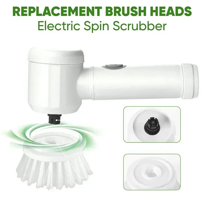 Cordless Electric Spin Scrubber – 5 Replaceable Brush Heads