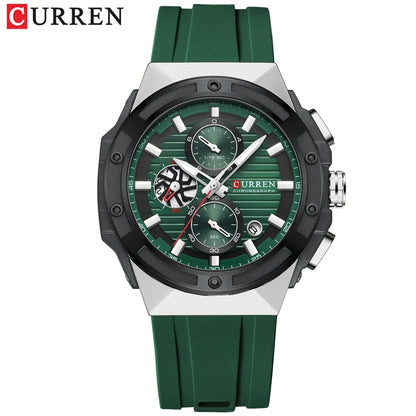 CURREN Multifunctional Sports Chronograph Quartz Watch – Silicone Strap with Luminous Hands