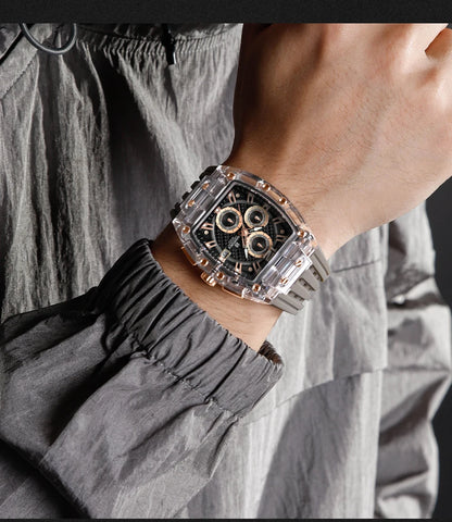 NAVIFORCE 2025 New Design Transparent Tonneau Watch Men Quartz Man Watches Waterproof Luxury Sport Out Door montre homme