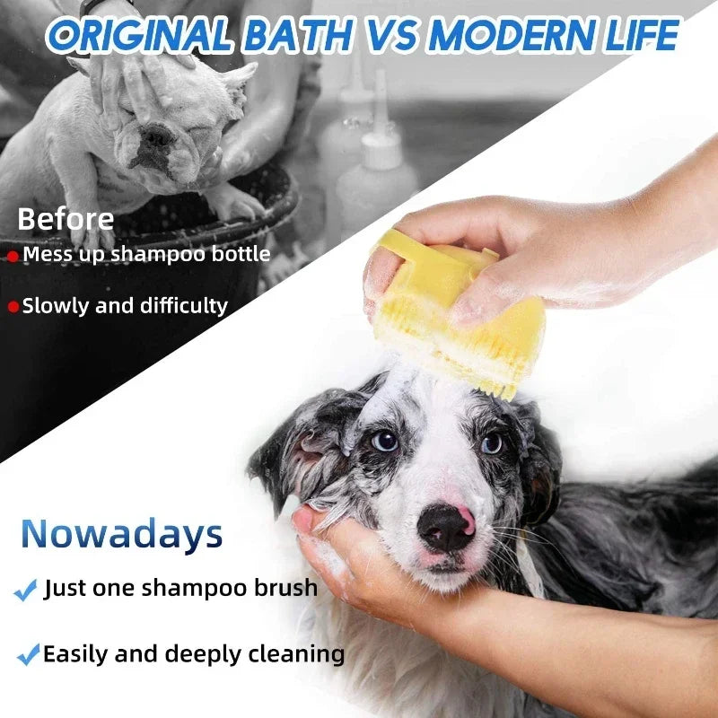 Pet Shampoo Brush – Soft Silicone Rubber Grooming Scrubber for Dogs & Cats