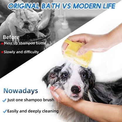 Pet Shampoo Brush – Soft Silicone Rubber Grooming Scrubber for Dogs & Cats