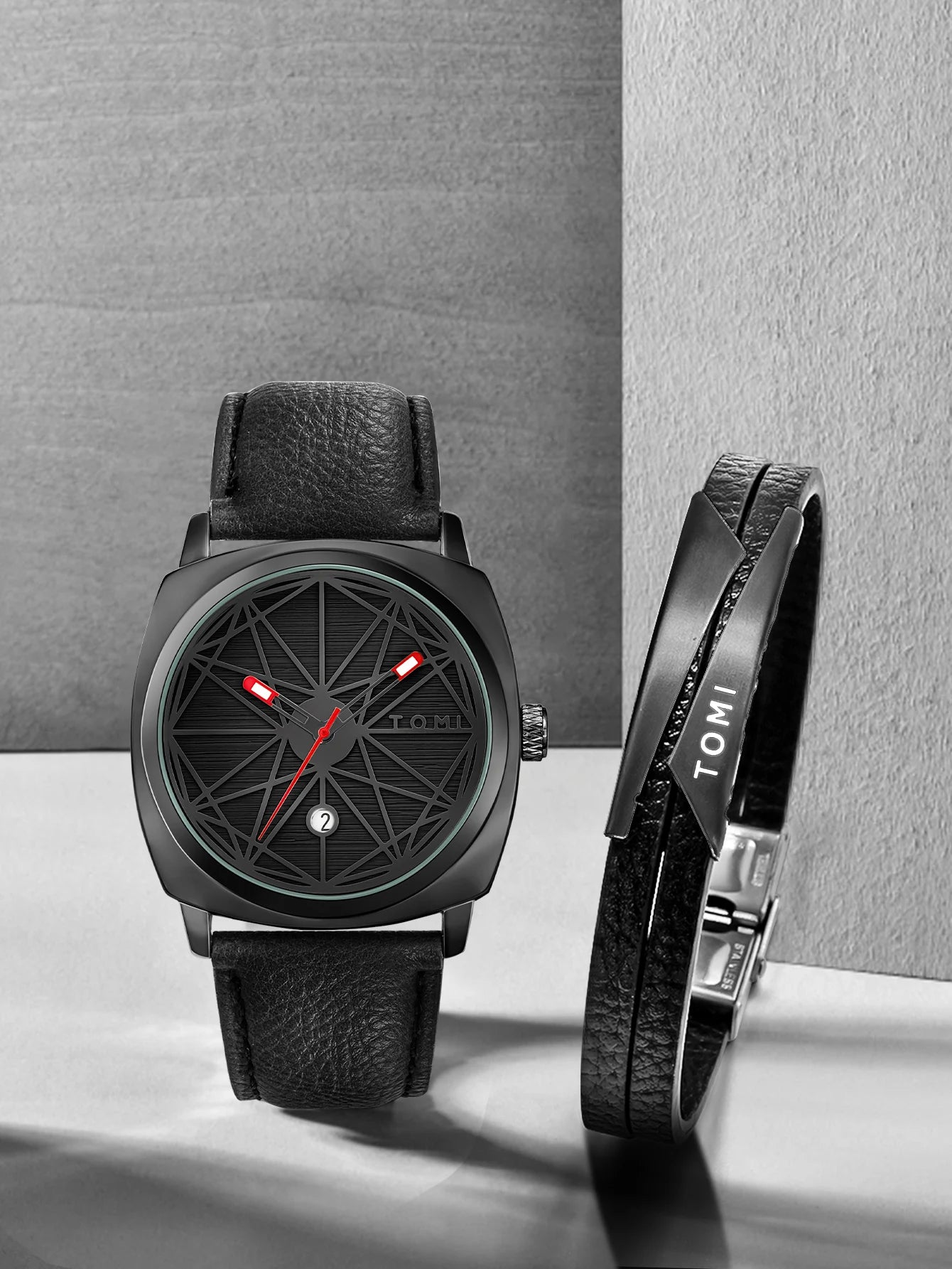 TOMI 2024 New 2PCS Men's Watch Bracelet Gift Set Luxury Business Versatile Calendar Men's Quartz Watch and Watch Gift Reloj