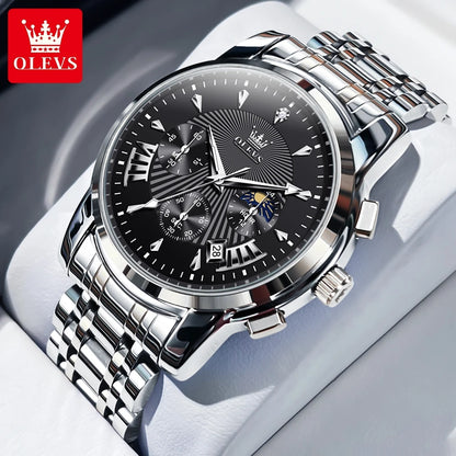 OLEVS 2892 Men Watch Original Quartz Watch Luxury Brand Waterproof Luminous Chronograph Classic Business Moon Phase Men Watch