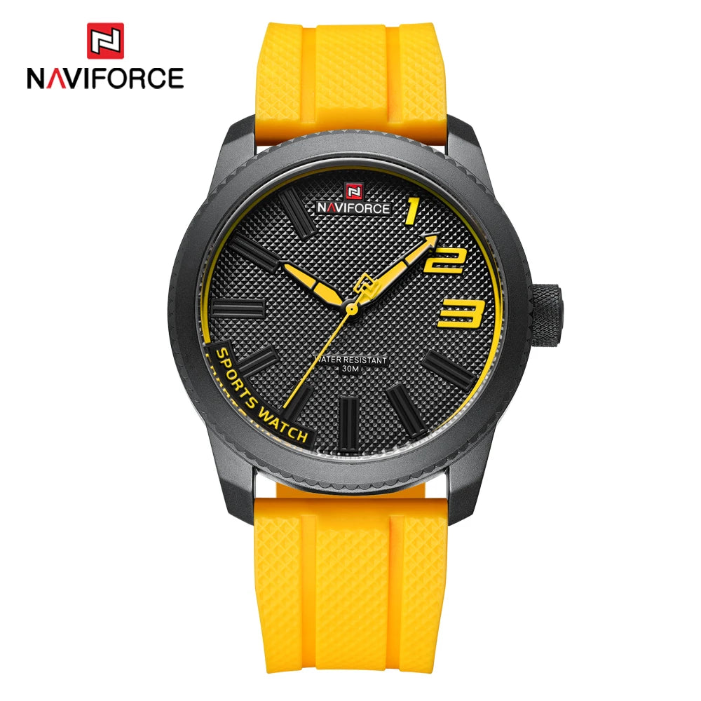 NAVIFORCE Top Brand Watch Men Fashion Casual Waterproof Simple Style Quartz Wristwatch Military Male TPU Strap Clock