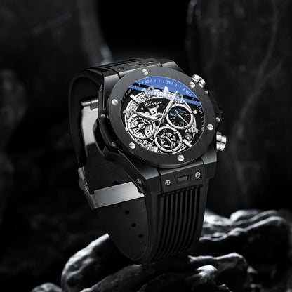 Luxorive StarryEdge – Silicone Military Moon-Phase Chrono Watch
