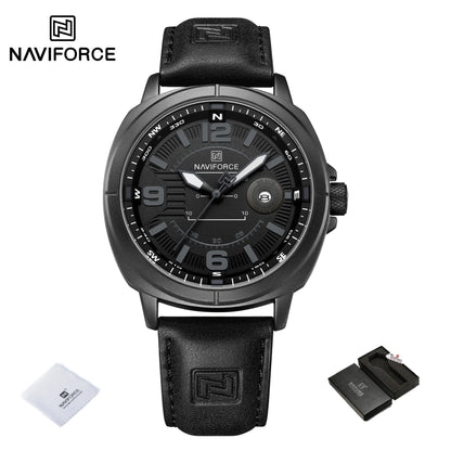 NAVIFORCE Brand Men Quartz Watch High Quality PU Band Calendar Male Wristwatch Auto Date Display Waterproof Clocks Reloj Hombre
