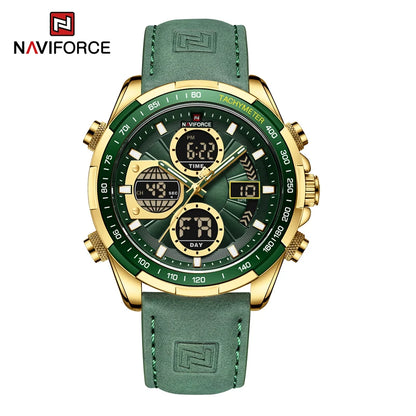 2025 NAVIFORCE Sport Watches for Men Strong Luminous Dual Display Waterproof Quartz Genuine Leather Wristwatch Relogio Masculino