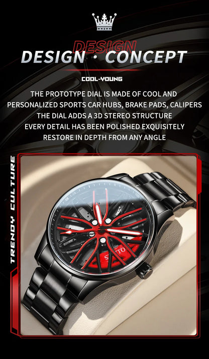 OLEVS 9937 Men's Luxury Watch Waterproof Rotary Sport Car Rim Man Watch High Quality Fashion Best Selling Quartz Men's Watches