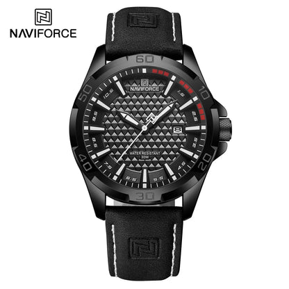 NAVIFORCE 8023 Fashion Men's Luminous Quartz Wrist Watches Waterproof Leather Strap Military Motorcycle Quartz Watch