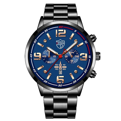 Luxorive LumaSteel Chrono – Men's Luxury Quartz Watch with Calendar & Luminous Display