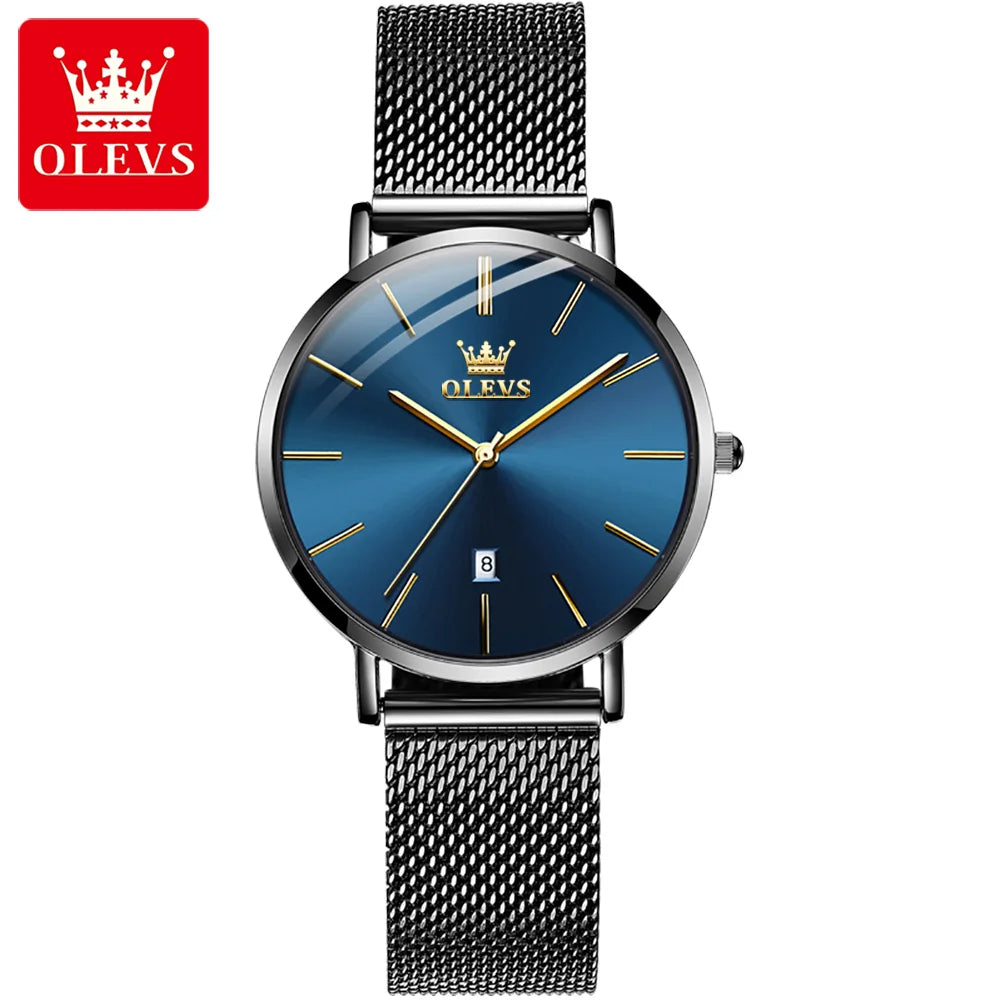 OLEVS 5869 Original Quartz Watch for Women Ultra Thin 6.5mm Simple Fashion Auto Date Hand Clock 30m Waterproof Ladies Wristwatch