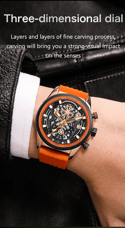 Sport Chronograph Watches for Men Top Luxury Brand MEGIR Quartz Waterproof Fashion Man WristWatch with Auto Date Luminous Hands