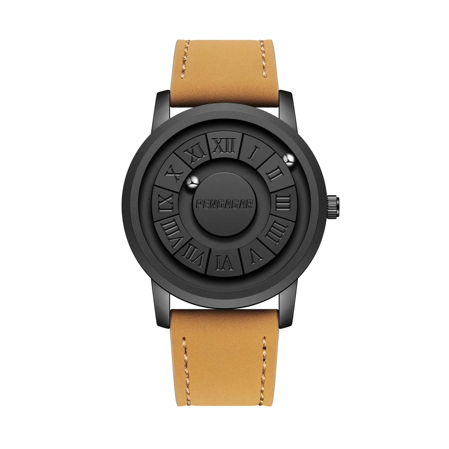 Luxorive MagnoSpin Edge – Men's Magnetic Scrolling Stainless Steel Quartz Watch (With Box)