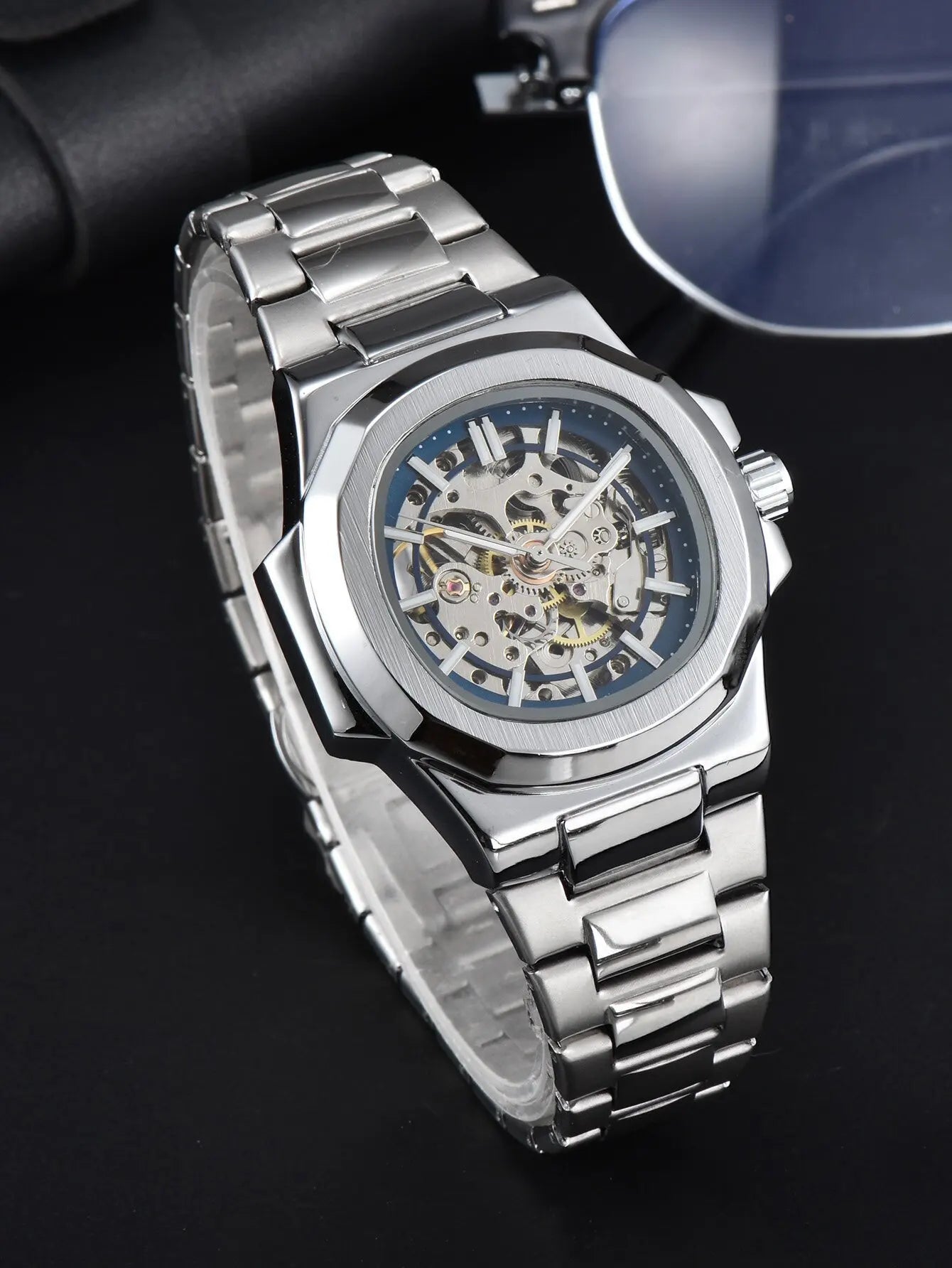 Luxorive ShadowCore – Skeleton Steel Automatic Watch
